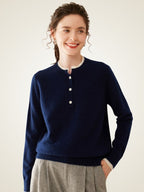 Zephara - Classic Cashmere Henley Sweater