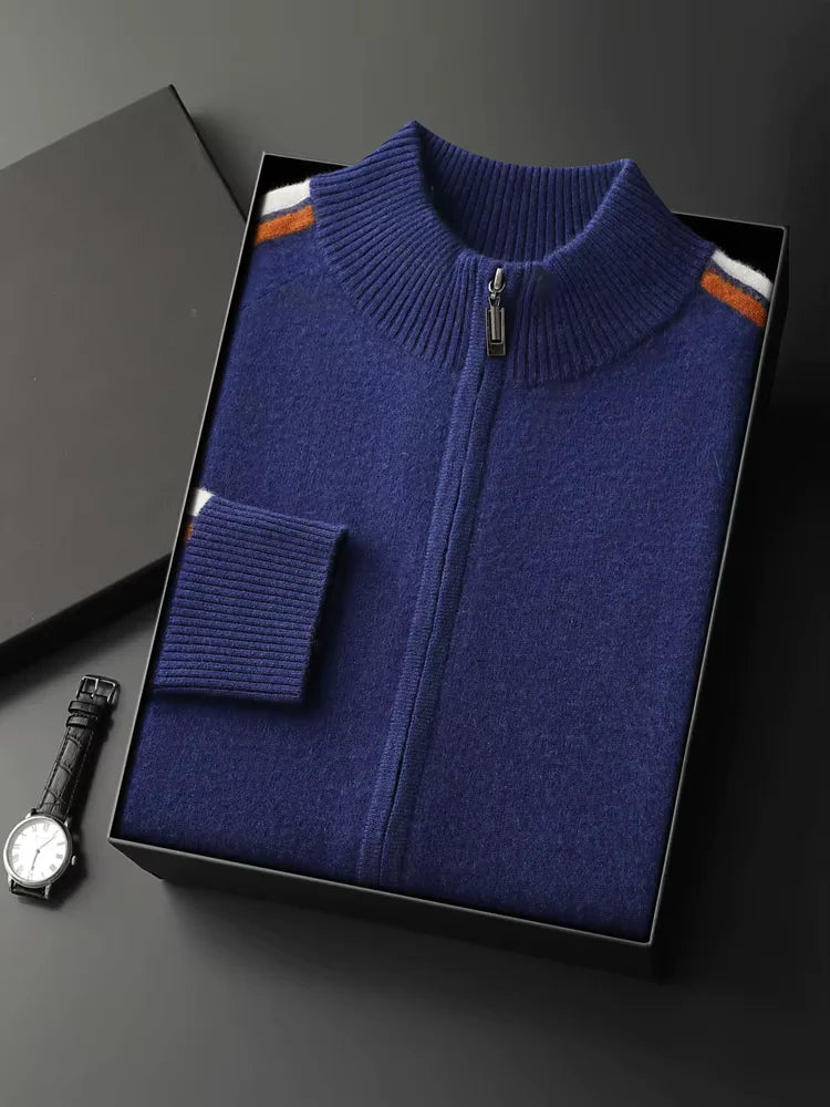 Carter - Tricolore Cashmere Zip Up Cardigan