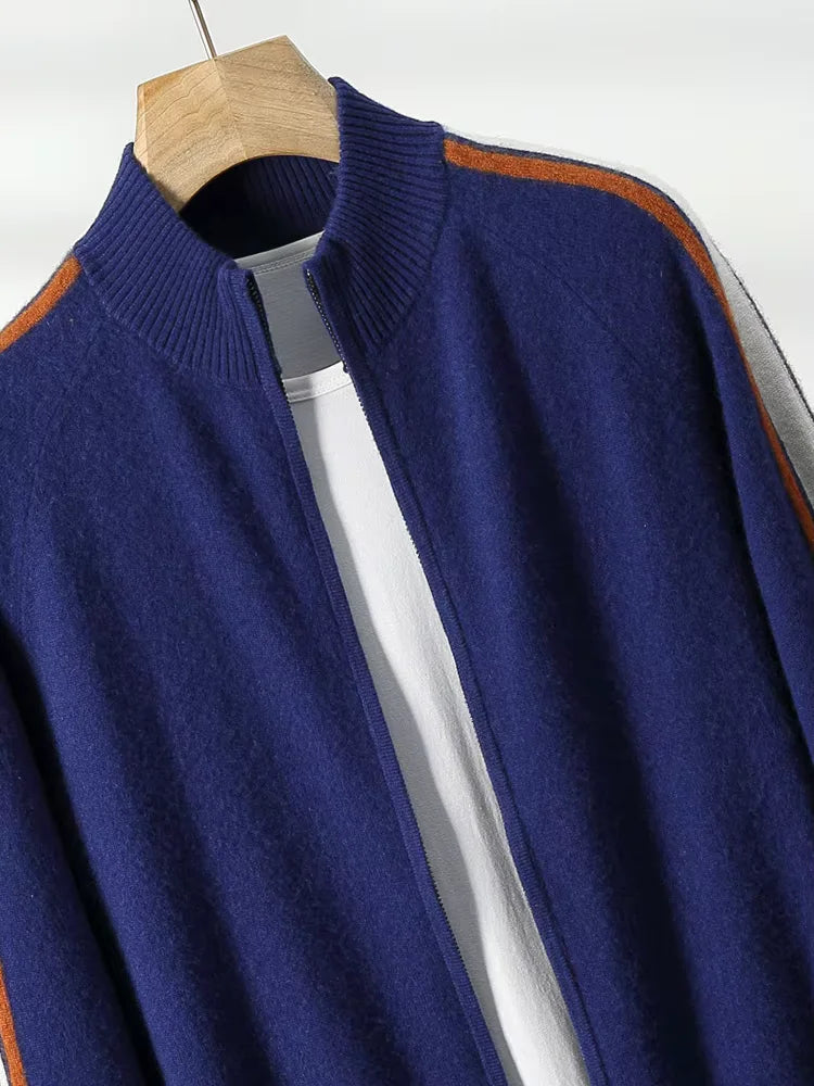 Carter - Tricolore Cashmere Zip Up Cardigan