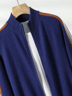 Carter - Tricolore Cashmere Zip Up Cardigan