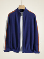 Carter - Tricolore Cashmere Zip Up Cardigan