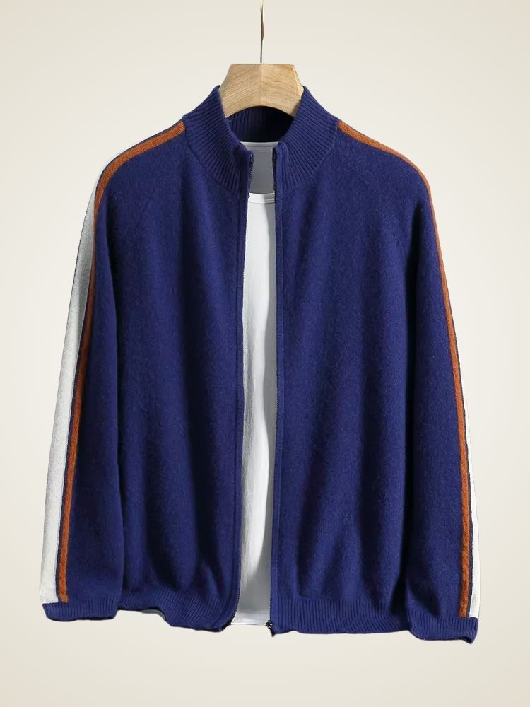 Carter - Tricolore Cashmere Zip Up Cardigan