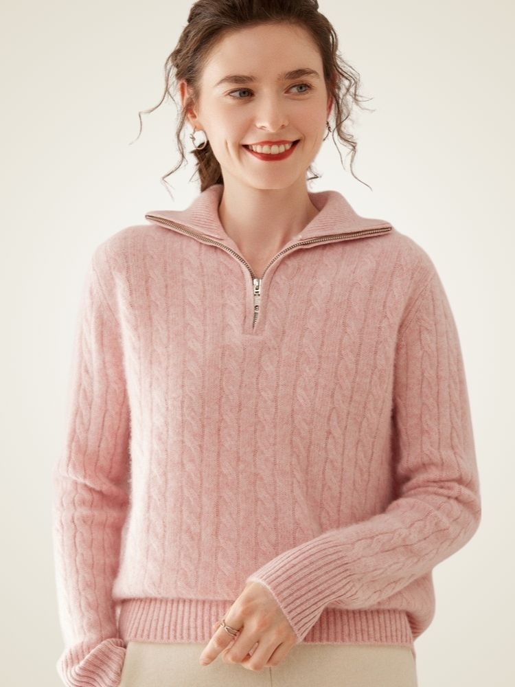 Milana - Half-Zip Cashmere Sweater