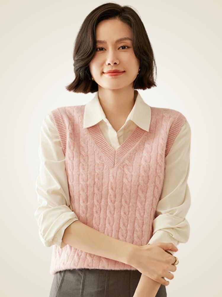 Marlene - Cable-Knit Cashmere Vest