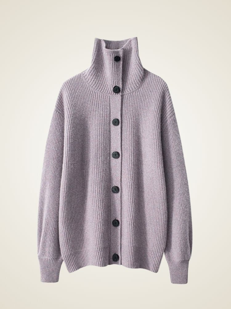 Norella - High-Neck Wide-Ribbed Cashmere Sweater