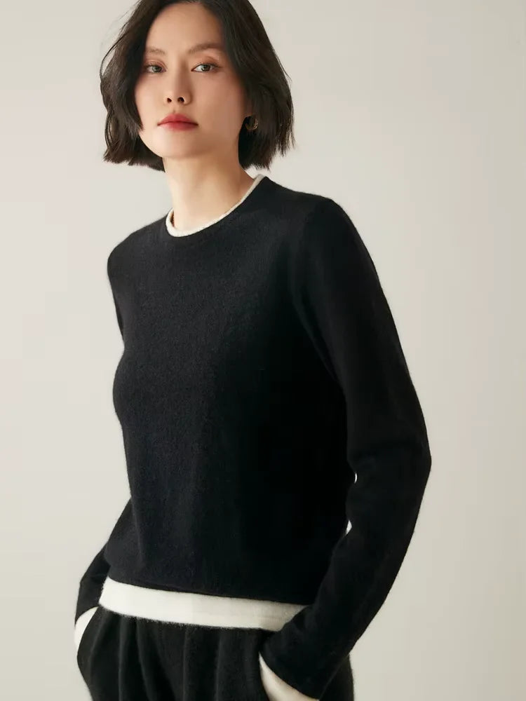 Rachel - Double Crewneck Cashmere Sweater