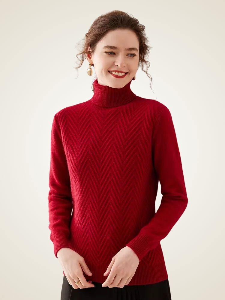 Astrid - Chevron Cashmere Turtleneck