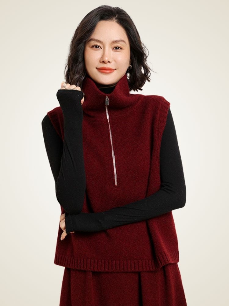 Adara - Half-Zip Cashmere Vest