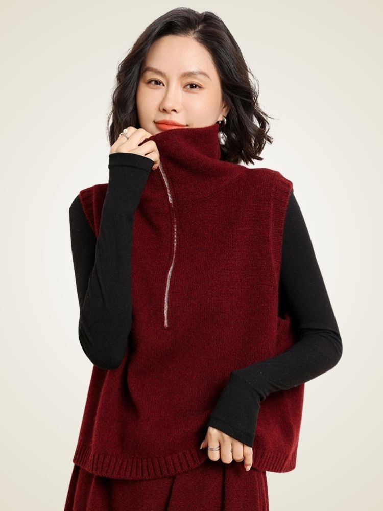 Adara - Half-Zip Cashmere Vest