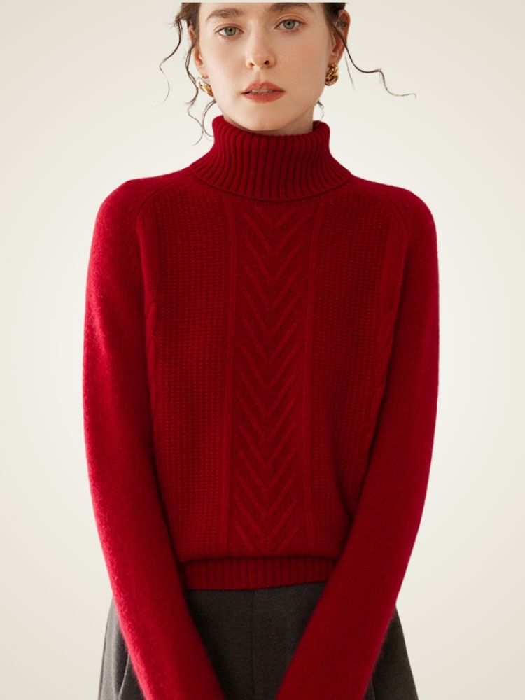 Lucinda - Textured Cashmere Turtleneck
