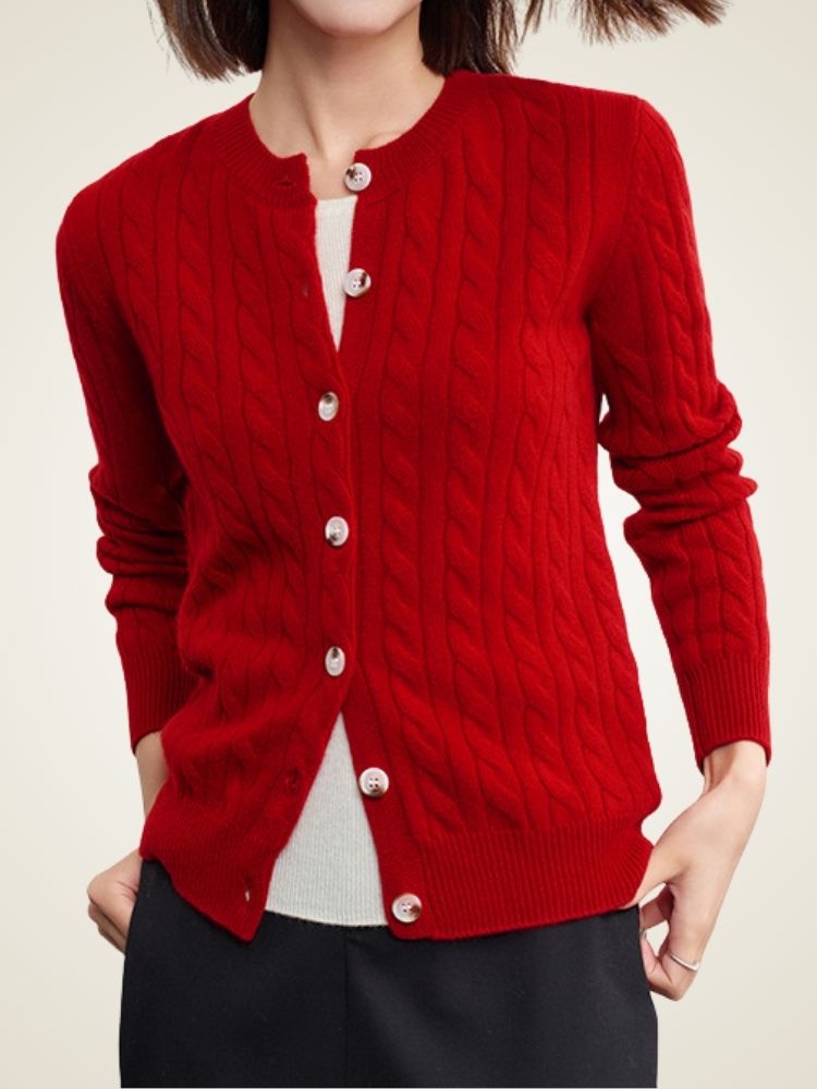 Faith - Cable Knit Cashmere Cardigan