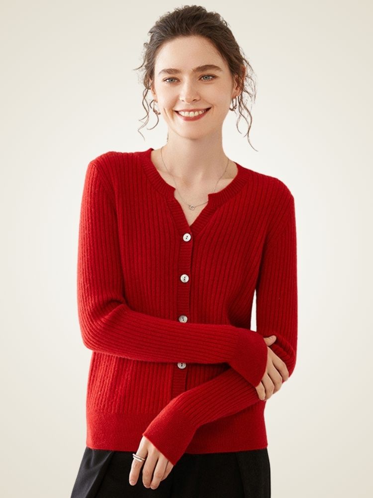 Delphie - Ribbed Cashmere Cardigan