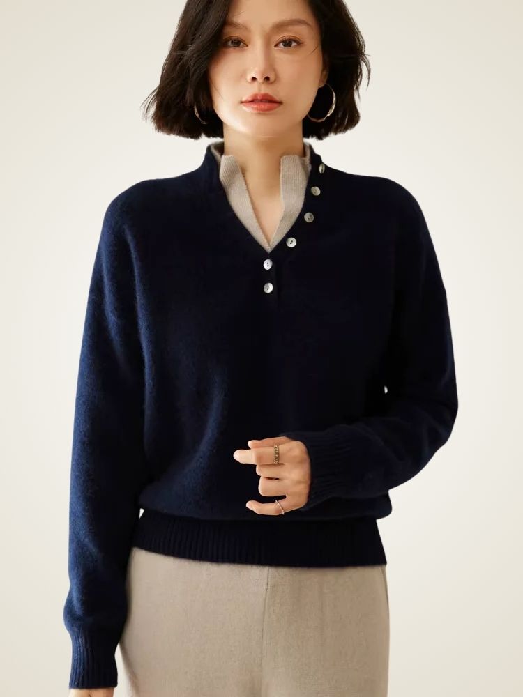 Stella - Double Collar Cashmere Sweater