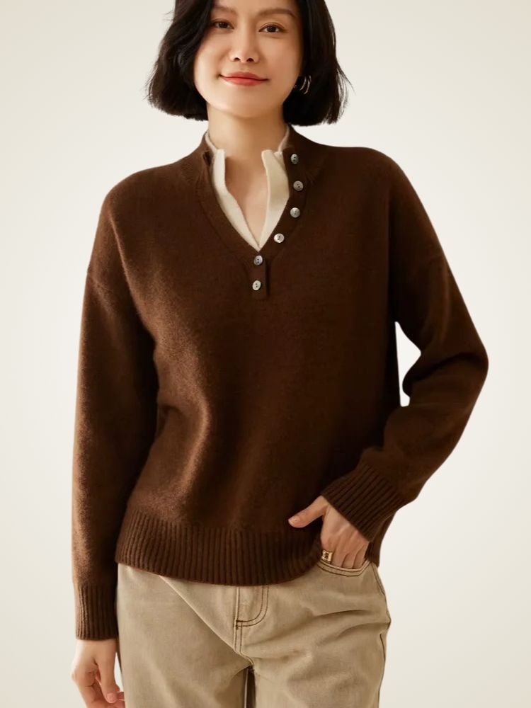 Stella - Double Collar Cashmere Sweater