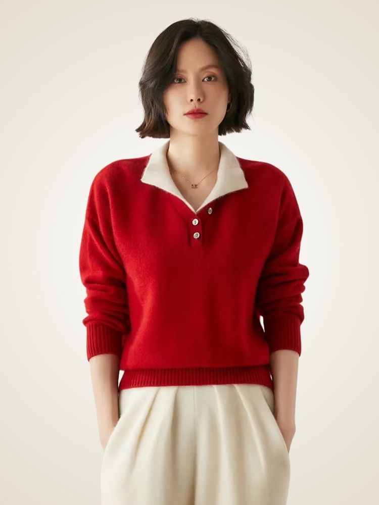 Stella - Double Collar Cashmere Sweater