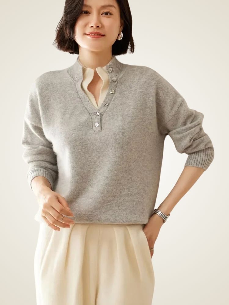 Stella - Double Collar Cashmere Sweater