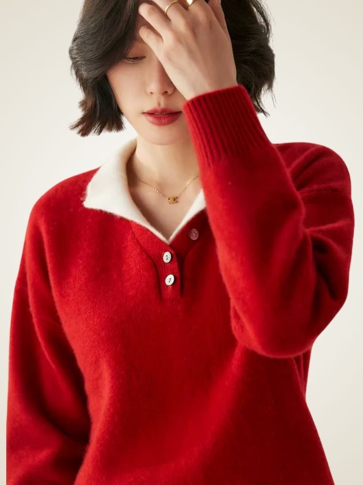 Stella - Double Collar Cashmere Sweater