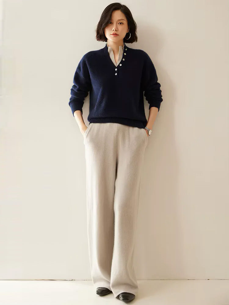 Stella - Double Collar Cashmere Sweater