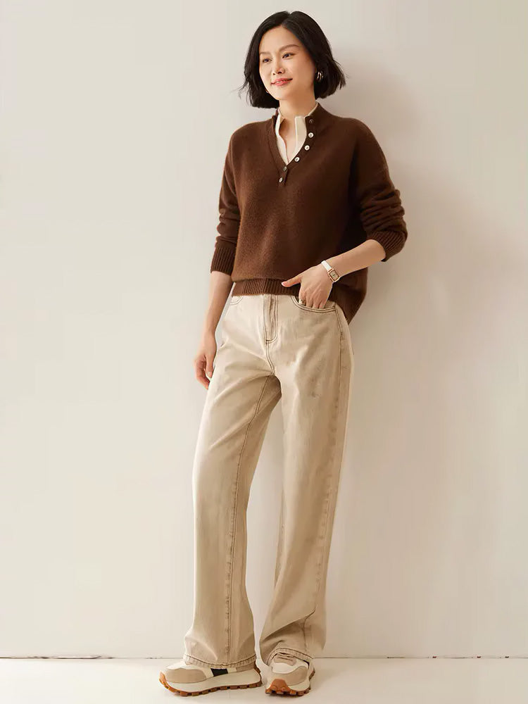 Stella - Double Collar Cashmere Sweater