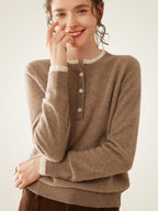 Zephara - Classic Cashmere Henley Sweater