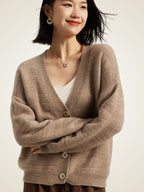 Raisa - V-Neck Textured Cashmere Cardigan
