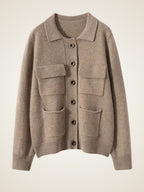 Gabriella - Turn Down Collar Cashmere Cardigan