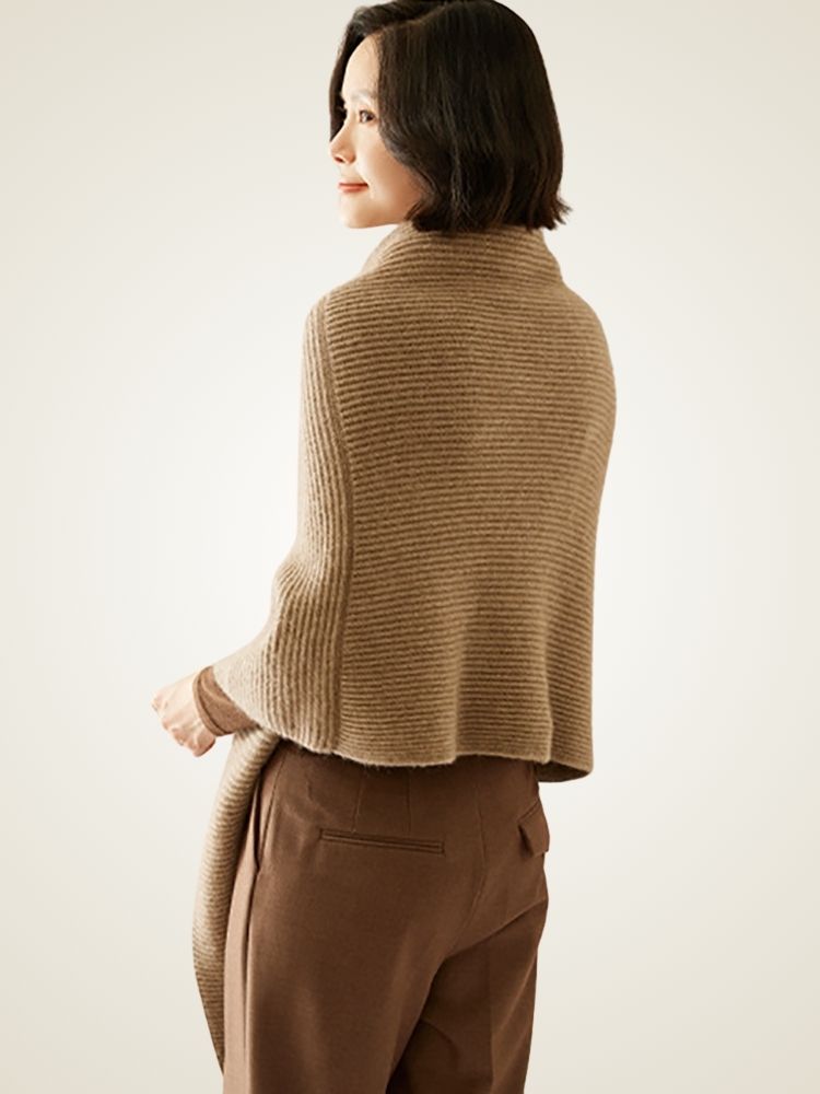 Ellina - Ribbed Cashmere Poncho