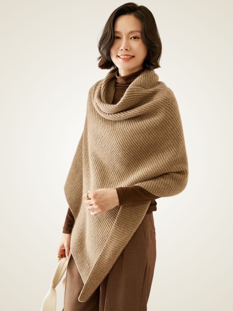 Ellina - Ribbed Cashmere Poncho