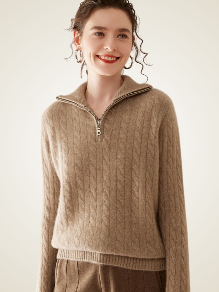 Milana - Half-Zip Cashmere Sweater