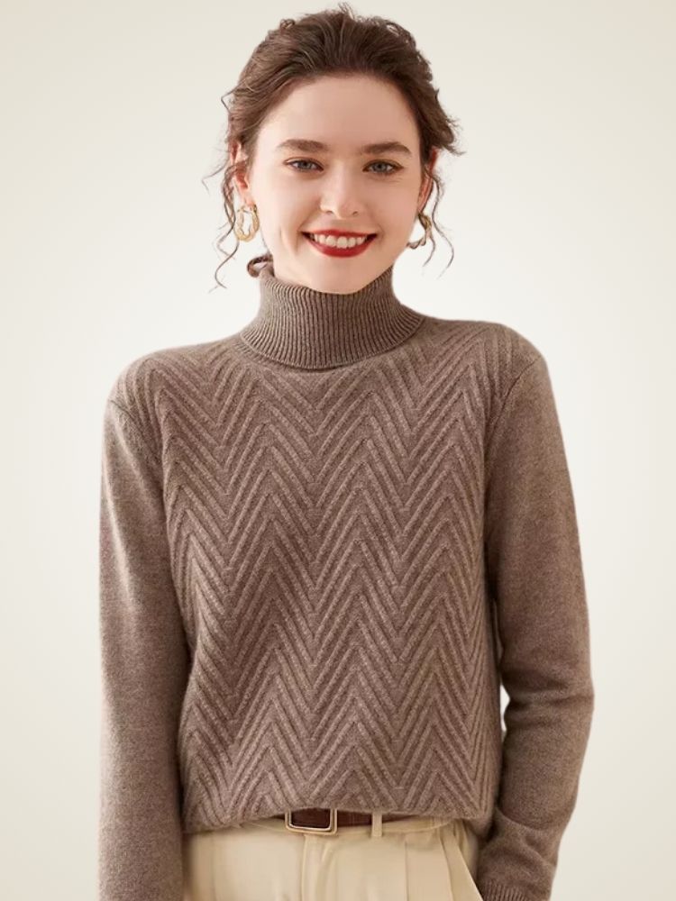 Astrid - Chevron Cashmere Turtleneck