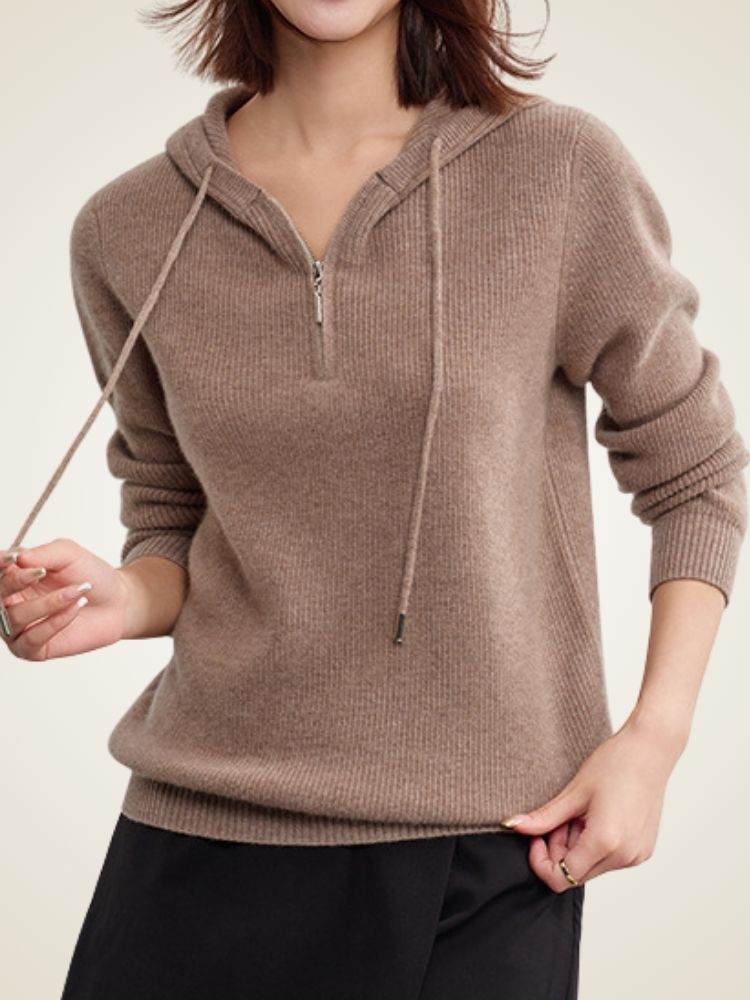 Adelise - Zip-Up Cashmere Hoodie