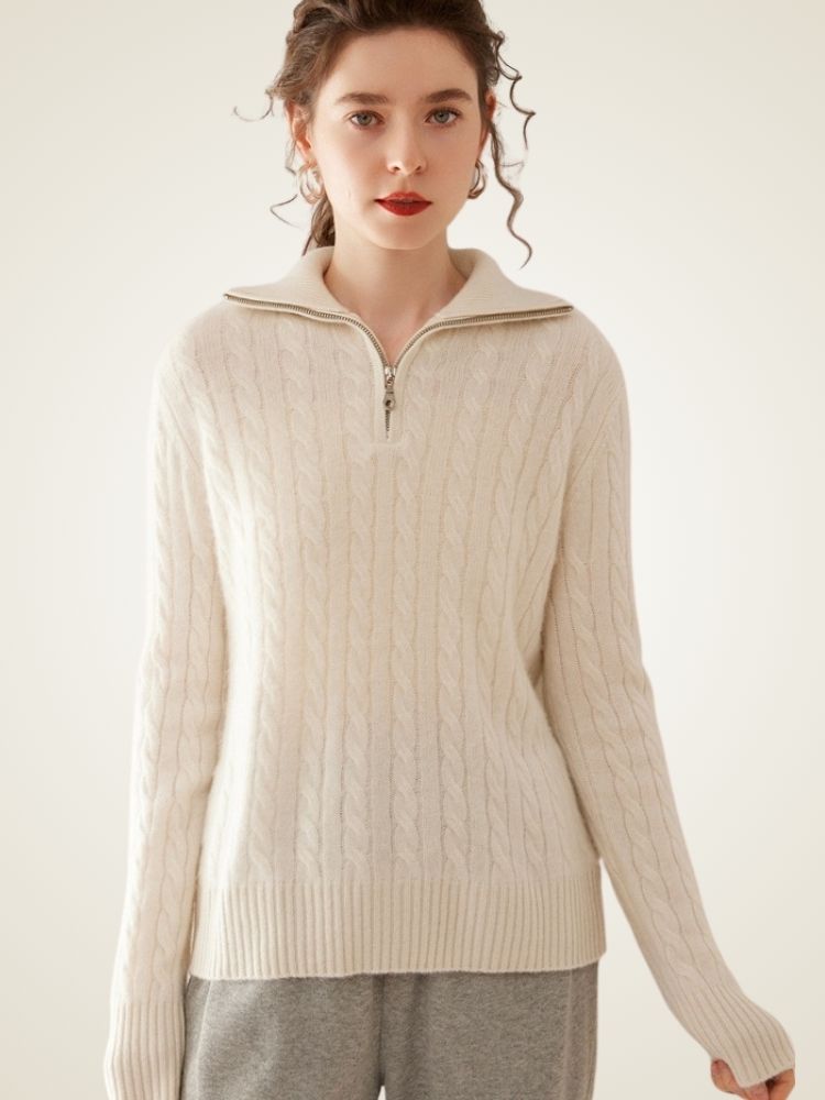 Milana - Half-Zip Cashmere Sweater