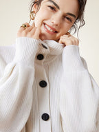 Norella - High-Neck Wide-Ribbed Cashmere Sweater