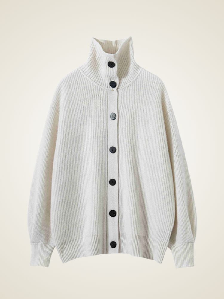 Norella - High-Neck Wide-Ribbed Cashmere Sweater