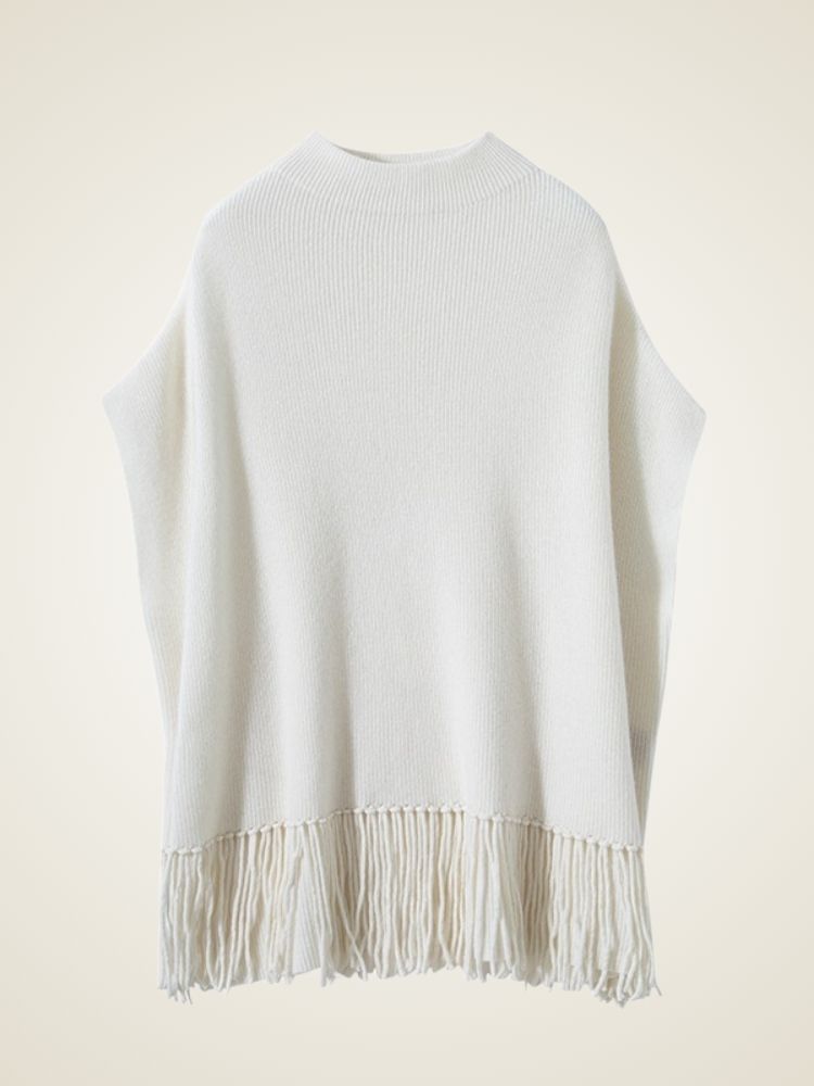 Lianne - Cashmere Poncho with Fringe