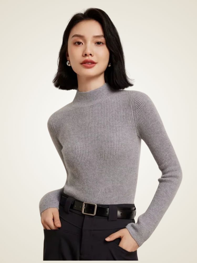 Lily - Mock Neck Cashmere Sweater